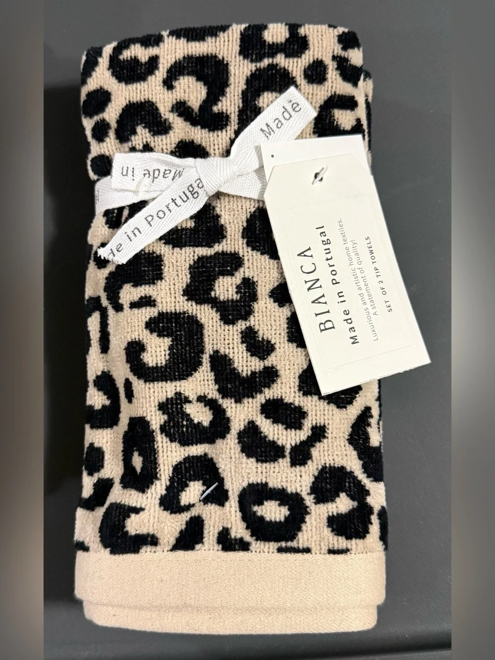 Bianca Portugal Leopard Cheetah Print 6Pc Luxury Bath Towel Set 2Bath 2Hand 2Tip